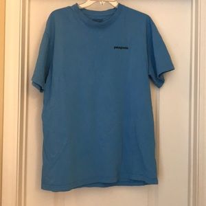 Patagonia blue with fish logo, men’s Large.